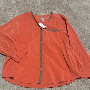 Chicos Rust Button-Down Blouse